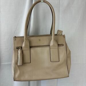 Kate Spade New York Southport Avenue Oden Tote Handbag Beige Cream Leather
